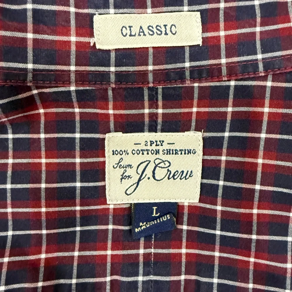 J. Crew Navy and‎ Crimson Plaid Shirt